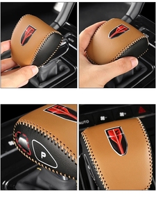 Car Leather <b>Gear</b> Head Protector Shift <b>Knob</b> Cover for Hongqi Hs3 Hs5 Hs7 H6 HQ9 2023 2024 2025 <b>Gear</b> Shift Collars Accessories Kit - Product Image 4