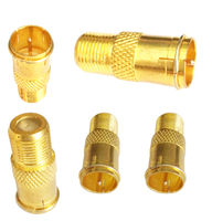 Adaptador RF con Chapado en Oro, Conector Macho Rápido Tipo F a Conector Hembra Tipo F