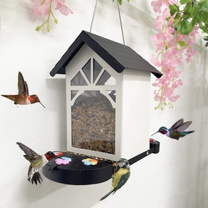 Mangeoires à oiseaux Oniya en fer thermolaqué avec 6 ports d'abreuvement et barrière anti-fourmis intégrée, mangeoire à oiseaux suspendue pour l'extérieur - Product Image 5