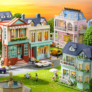 Houten Poppenhuis Warm Landhuis Full Star Dessert Winkel Romantisch Kasteel Poppenhuis Voor Meisjes Miniatuur Meubels Voor Poppenhuis - Product Image 4