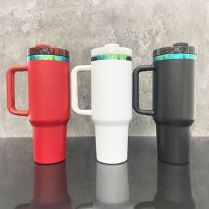 USA Double Wall Insulated 40oz Green Plated Coffee Tumbler with Handle <b>Thermal</b> Stainless Steel Travel <b>Mug</b> for Laser Engraving - Product Image 3