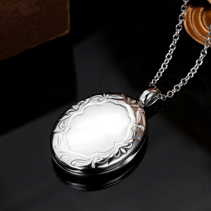Grace Jewel Vente en gros Gravures complexes Ovale Pendentif médaillon <span class=keywords><strong>photo</strong></span> en argent sterling 925 pour photos commémoratives - Product Image 2