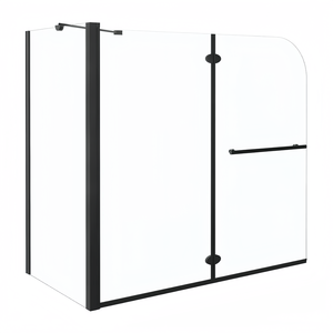 Oumeiga Écran de <span class=keywords><strong>douche</strong></span> de bain noir moderne <span class=keywords><strong>Style</strong></span> pliant à charnière de plain-pied avec cadre en aluminium poli pour la maison ou l'hôtel - Product Image 3