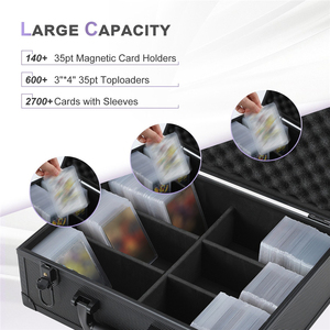 Boîte de rangement graduée en mousse EVA avec cadre en aluminium durable à 2-6 emplacements pour cartes de sport 35PT, cartes à collectionner et cartes slab - Product Image 3