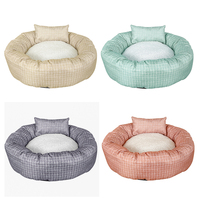 Coussin rond en peluche super doux, lavable, style donut, antidérapant, en coton, pour l'hiver, portable, canapé pour animaux de compagnie, lit pour chien