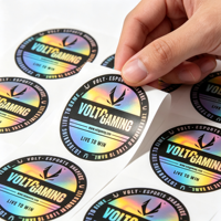 Autocollant en vinyle adhésif brillant imperméable personnalisé, étiquette holographique avec style personnalisé, forme personnalisée, motifs de logo