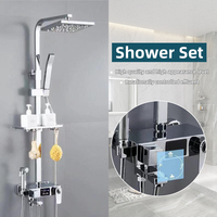Système de douche thermostatique moderne doré à LED avec corps en acier, trois modes de pulvérisation, quatre fonctions et affichage de la température