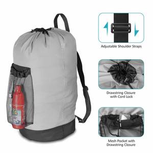 Sac à dos de lavage 120L en tissu, grand panier à linge de voyage avec bretelles et poches en filet pour dortoir universitaire et appartement - Product Image 3