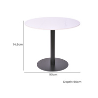 Table à manger ronde en céramique de 4-6 places assises avec base en métal pour le café, le restaurant et la salle à manger.