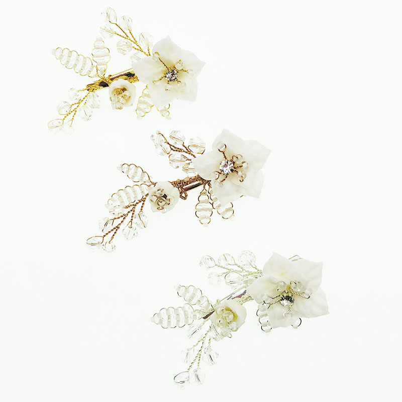 Новый Свадебный зажим для волос, белый керамический цветочный гребень для волос со стразами, свадебный головной убор