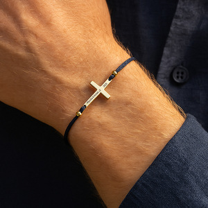 Custom Personalized Cross <b>Bracelet</b> Silver Plated Zinc Alloy Adjustable <b>Rope</b> Engraved Name Religious Unisex Gift Jewelry - Product Image 2
