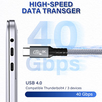 Cable de Datos USB4.0 Tipo-C con Velocidad Rápida de 80 Gbps, Carga Rápida PD240W, Video 16K60Hz, 1 m, Cubierta de Nailon con Blindaje Trenzado, para Android e iPhone