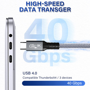 สายดาต้า USB4.0 Type-C รองรับความเร็วสูง 80Gbps ชาร์จเร็ว PD240W ภาพวิดีโอ 16K60Hz ความยาว 1 เมตร สายถักไนลอนป้องกันสัญญาณรบกวน ใช้ได้กับ Android และ <span class=keywords><strong>iPhone</strong></span> - Product Image 2