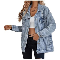 Chaqueta Vaquera Personalizada para Mujer, Estilo Urbano, Desgastada y Holgada