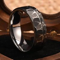 Anneaux masculins vintage en tungstène 8mm Anneaux en tungstène pour hommes Pierre noire ne se fanent jamais