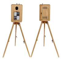Photomaton portable en bois vintage, compatible avec iPad 12,9 pouces et appareil photo reflex numérique, photomaton pour mariage, fête, événements