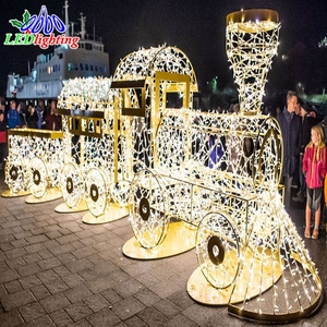 Décoration lumineuse de Noël personnalisée pour spectacle de <span class=keywords><strong>festival</strong></span> en plein air, lumière géante en forme de <span class=keywords><strong>train</strong></span> de Noël 3D - Product Image 2