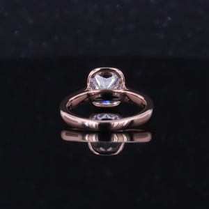 Anillo de oro amarillo macizo de 14k Starsgem, joyería fina de lujo para compromiso, anillo con borde de cuentas para mujer, anillo de boda con diamante de corte cojín - Product Image 3