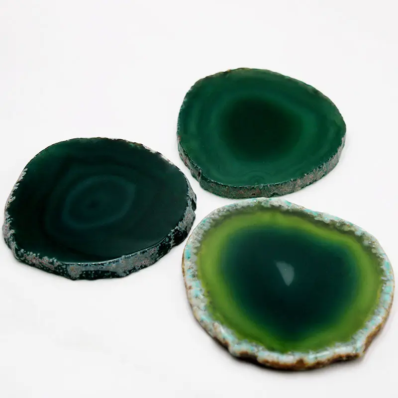 Large Round Natural Stone Agate Coaster Slices Wholesale Green Purple Blue