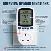 Stop Kontak Digital 16A IP54 UK Thermostat Pengontrol Suhu Pemanas Pendingin Timer 1800W 110V Lampu Latar