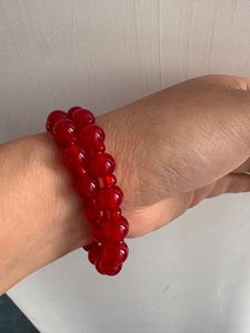 Collier ras du cou classique pour femmes avec perles, deux bracelets en pierre, collier de perles rouges porte-bonheur, ensemble cadeau pour <span class=keywords><strong>maman</strong></span>, sœur, fille - Product Image 3