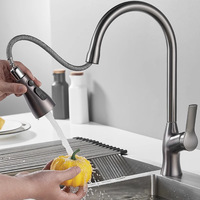 Robinet d'évier de cuisine direct d'usine Style classique moderne coulissant avec eau chaude froide rotative anti-éclaboussures lave-vaisselle en laiton