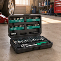 Kit d'outils de réparation automobile en acier de 59 pièces avec coffret rigide, jeu de clés et de douilles