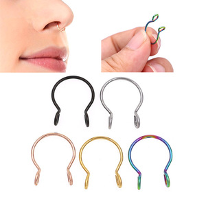 Stainless Steel None <strong>Piercing</strong> Body Jewelry <strong>Nose</strong> <strong>Studs</strong> U Shape <strong>Fake</strong> Hook <strong>Nose</strong> Ring for Men and Women Wholesale - Product Image 1