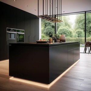 خزانات سكنية عصرية بتصميم شامل لشقق الفيلات وخزانات جانبية سوداء عالية الجودة تُصمم حسب الطلب - Product Image 4