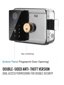 Aiendi Outdoor Keyboard Digital Fingerprint Smart Wifi Double Ttlock Outside Metal for Waterproof Gate Door Rim <b>Lock</b> AIENDI-X1 B - Product Image 4
