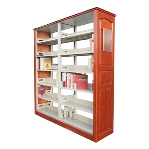 Thép hiện đại bằng gỗ Kệ sách kim loại trường thư viện kệ sách kệ gỗ với khung kim loại kệ sách - Product Image 5