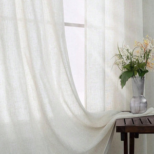 Voilage en lin mélangé coton et lin, couleur crème, à motif imprimé de style japonais, prêt à accrocher, 100x130cm pour <span class=keywords><strong>baie</strong></span> vitrée - Product Image 3