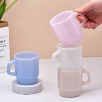 Tasse en verre de jade de lait créatif Tasse à eau colorée en verre de ménage de haute qualité avec poignée Tasse à jus de café rétro simple
