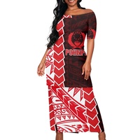 Vêtements des îles d'Asie et du Pacifique, Pohnpei Puletasi, imprimé tribal polynésien, ensembles de robes élégantes sur mesure pour femmes, grandes tailles