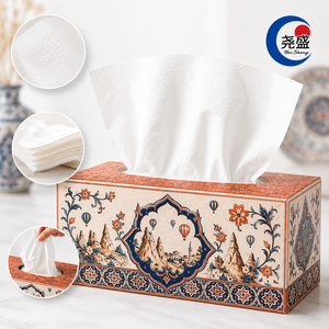 Fazzoletti di Carta Lusso Bianchi a 4 Veli, Morbidi, Spessi e Super Assorbenti, con Motivo Floreale Geometrico Anatolico Ottomano - Product Image 1