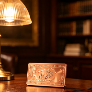 Lingote de Cobre Fino .999 de 10 Onzas con Diseño de Búfalo Grabado, Barra Rectangular de Cobre - Product Image 4