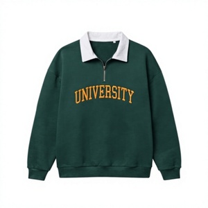 เสื้อสเวตเชิ้ตปักลายมหาวิทยาลัยสีเขียวสำหรับผู้หญิง คอปกพับ แขนยาว สไตล์พรีปปี้ สำหรับใส่ในฤดูใบไม้ร่วง - Product Image 1