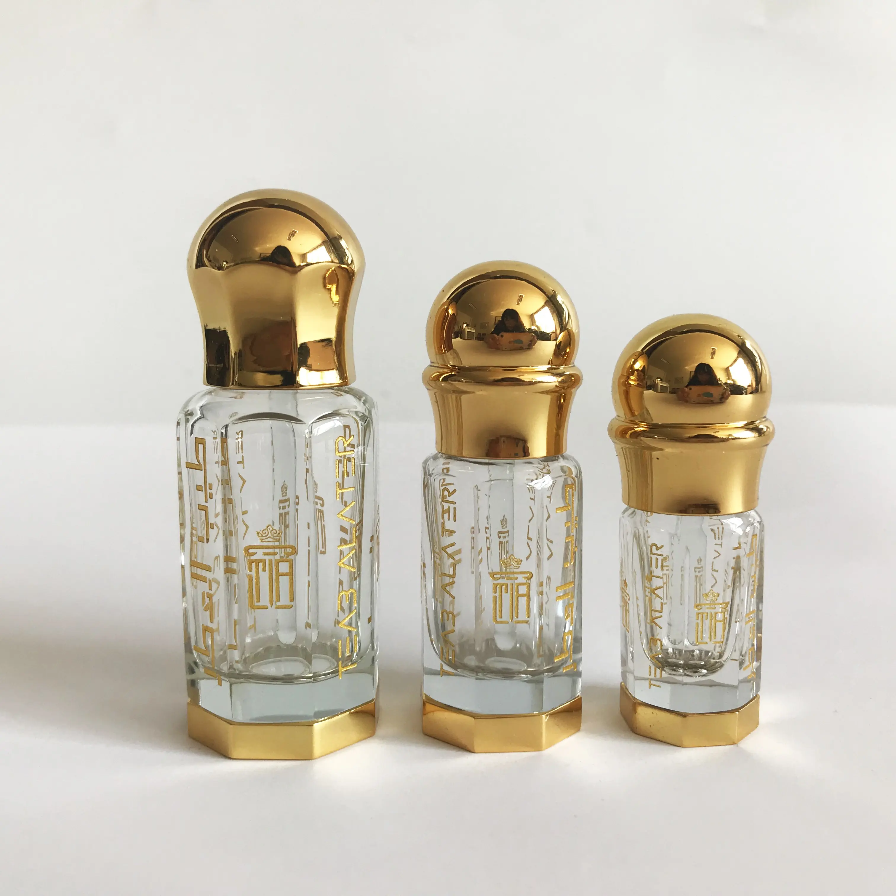 Mini Forma Octogonal Design Árabe 3 Pequeno Frasco de Perfume de Cristal Frasco de Perfume de Vidro/6/12ml Oud Luxo frasco de Perfume de Vidro