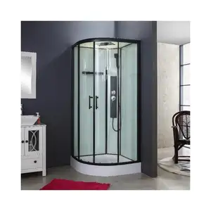 Easy fit fast installation bath shower cubicle enclosure black sliding shower cabin with 15cm ABS tray