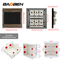 BAOBEN 120*120 Prise de courant standard américaine, panneau brossé en aluminium imitation bois, double USB + Type-C, interrupteur multiple pour le bricolage