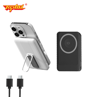 Hot Selling 3 in 1 Magnetic Wireless Power Bank 5000mah  Fast Charging Magnetic Power Bank With Stand Built in Cables PowerBank