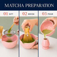 Ensemble de thé matcha Sakura personnalisable de 8 pièces, bol en céramique, fouet, cuillère, passoire, boîte cadeau pour cérémonie du thé