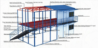 VICDOWEX Bâtiment préfabriqué modulaire de type K personnalisé, panneau sandwich en acier, couleur bleu clair, design contemporain pour la construction
