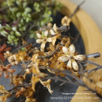 Fleurs artificielles en soie faites main DIY transfrontalières, petites têtes d'orchidées à 4 branches, teintées, pour décoration de mariage rétro et d'ambiance