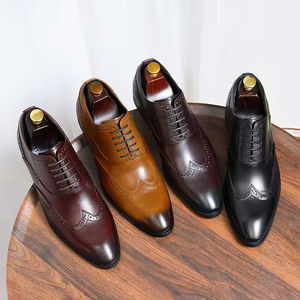 High Quality Trendy Men's Breathable Genuine Leather Waterproof Slip-On Wedding Shoes Fashionable Business Formal Pointed Toe - Product Image 2