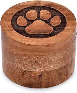 EDHAS Acacia Wood Decorative Funeral Cremation Urn <b>Ashes</b> <b>Dogs</b>, Pet Urns for Cats (3.5" 3.5" x 2.5") - Product Image 2