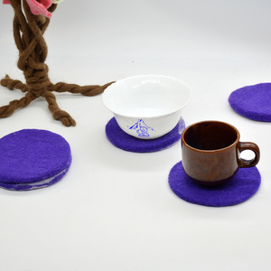 Wholesale 100% <b>Wool</b> <b>Felting</b> Tea Coaster Classic Style Soft Lightweight <b>for</b> Decorative Table Top Protection Nepal Design - Product Image 1