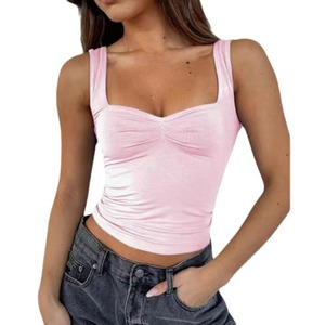 En stock – Débardeur femme col carré, décontracté pour l'été, personnalisable avec logo sur le devant, en polyester - Product Image 1