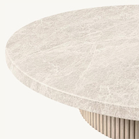 Table basse de luxe Emperador avec socle rond en marbre et pied en bois