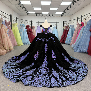 Jancember 1507 Abito da Quinceañera di Lusso in Velluto Nero con Paillettes Viola, Abito da Ballo Gotico, Abito da Sposa Formale per Cerimonie Nuziali ed Eventi - Product Image 4